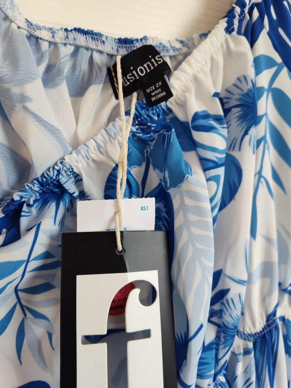 Blue and White Tropical Print Maxi Dress - Picture 5 of 5